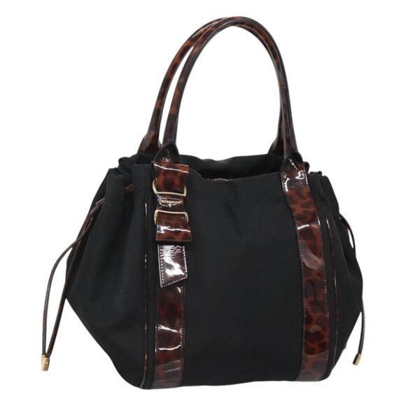 Salvatore Ferragamo Shoulder Bag Nylon Black Gold Auth 118189 - Picture 2 of 14